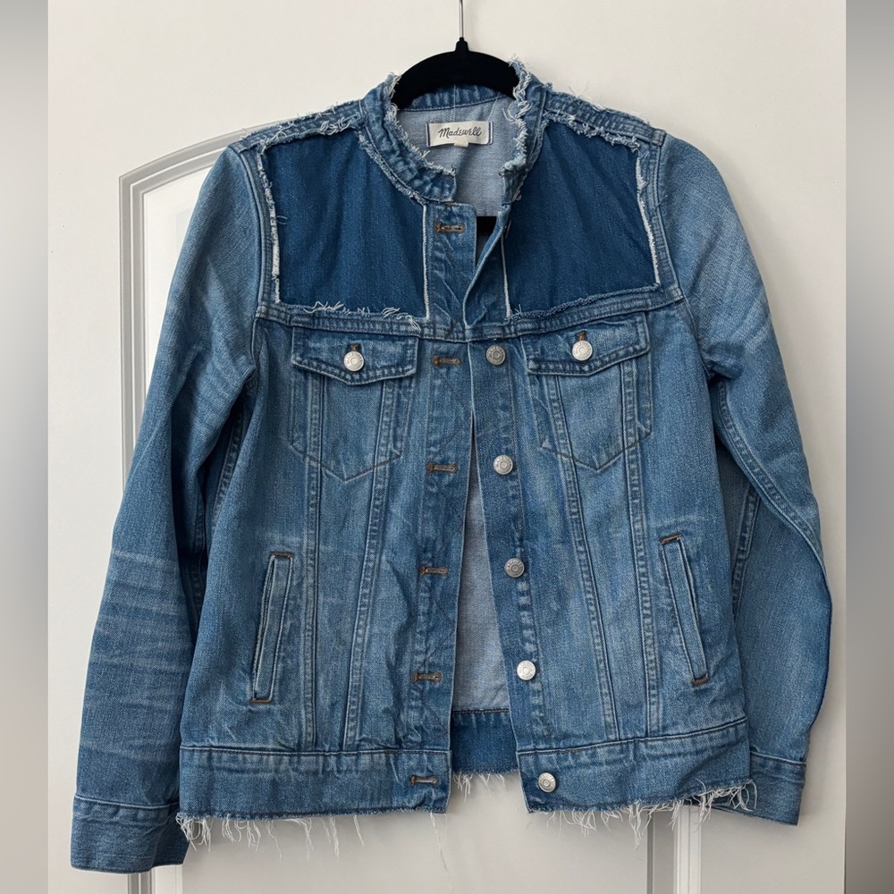 Madewell Two-Tone Light and Dark Blue Denim Jacket